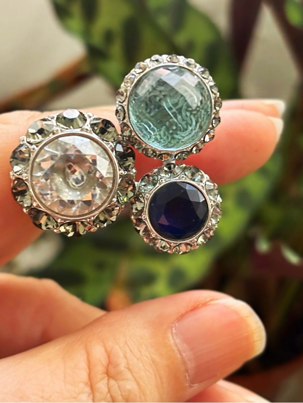 Dominique Aurientis Swarovski Crystal Triple Stone Ring